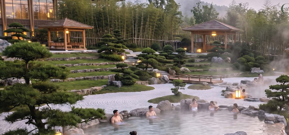 Alluvia Onsen Center với các bể khoáng ngoài trời