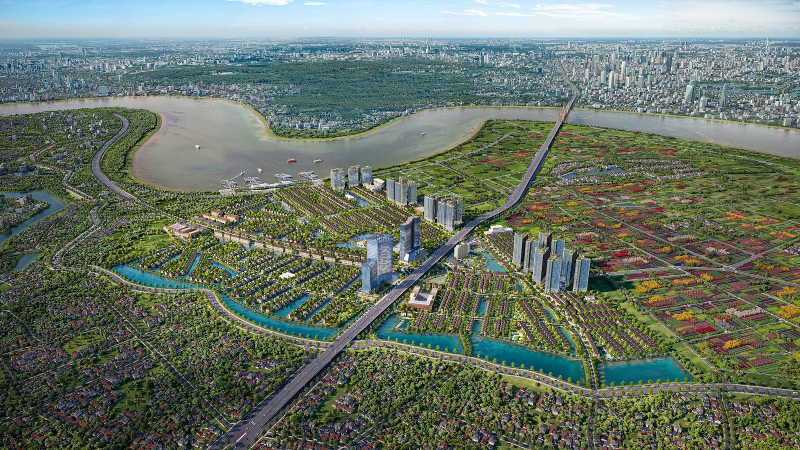 Phối cảnh tổng thể Alluvia City bên sông Hồng