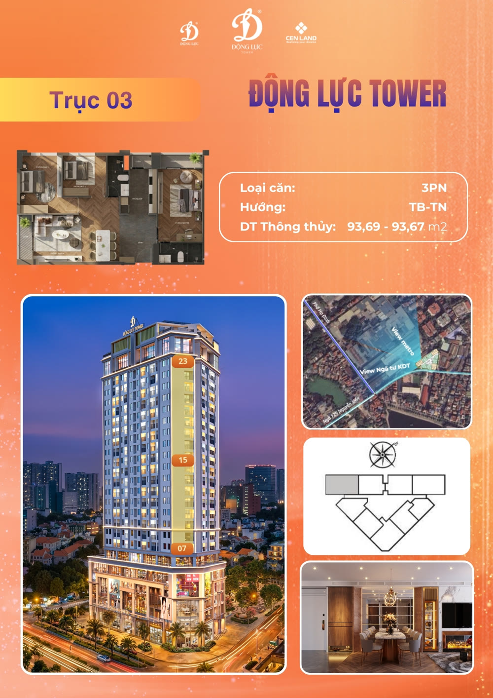 Stack 03 layout, 3BR, faces Northwest – Southwest