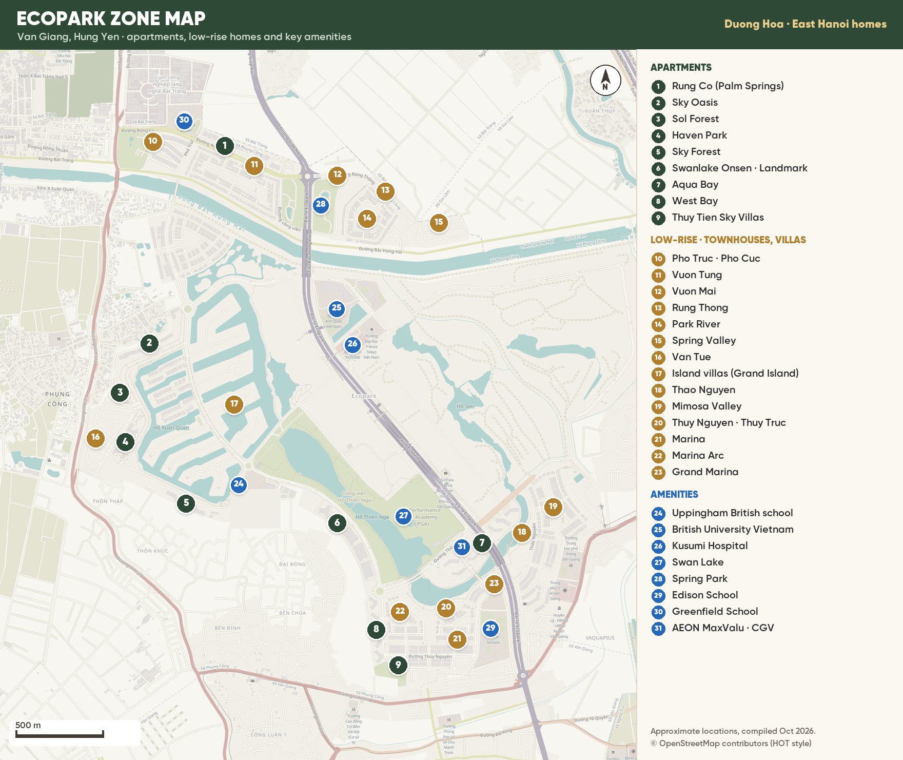 Map showing the location of the zones in Ecopark