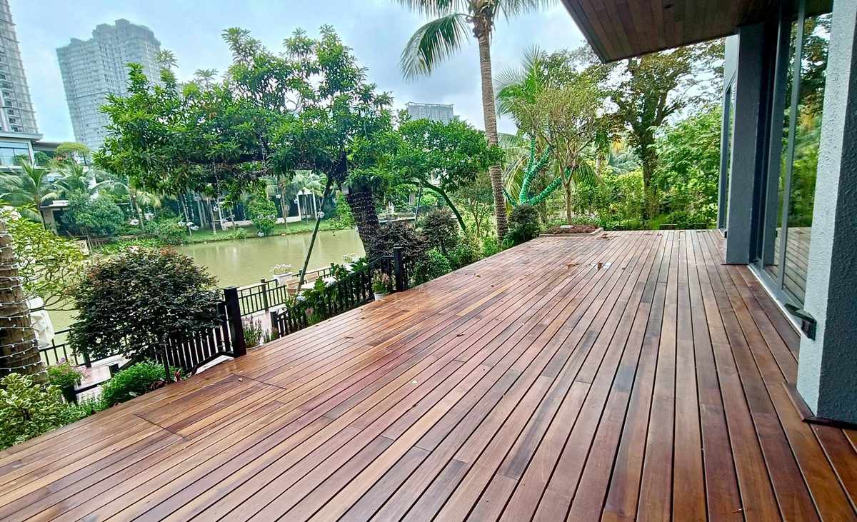 Ecopark island villa with waterfront wooden deck