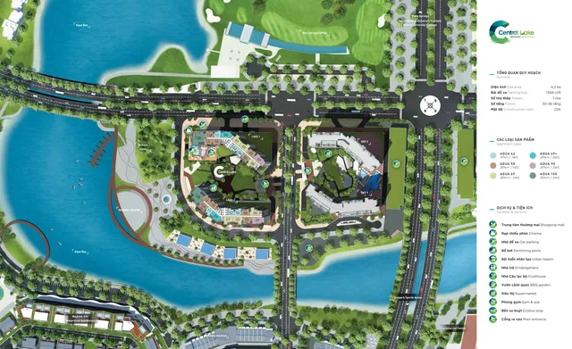 Mặt bằng Aqua Bay: Mặt bằng tổng thể Lake 1–2