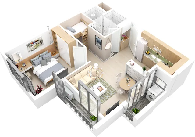 Mặt bằng Aqua Bay: Căn Aqua 46 m² · 1PN