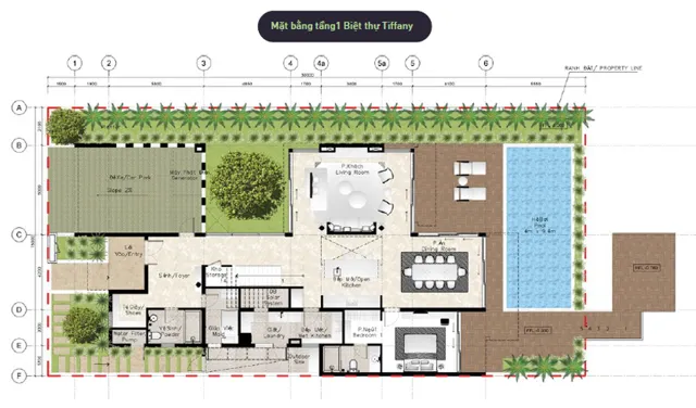 Mặt bằng Biệt thự đảo (Ecopark Grand The Island): Mẫu Tiffany · tầng 1