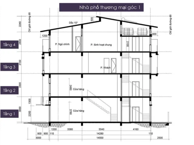Mặt bằng Grand Marina: Căn góc (mặt cắt)