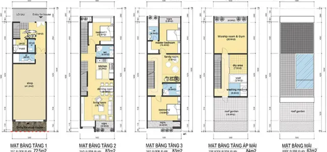 Mặt bằng Phố Cúc: Layout shophouse