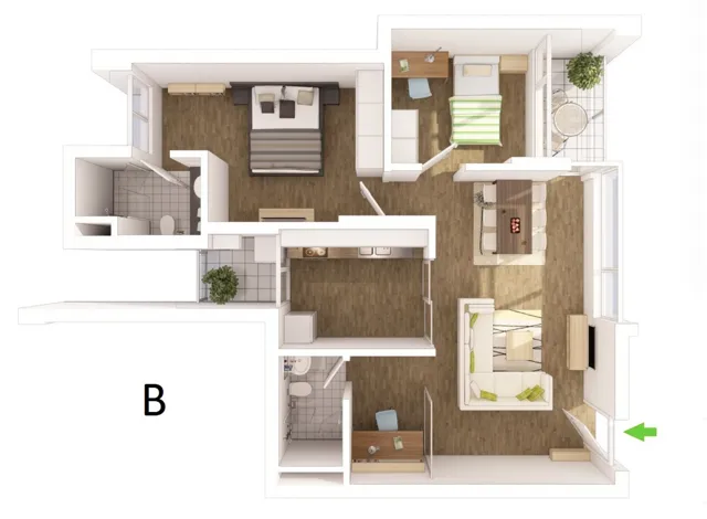 Mặt bằng Rừng Cọ: Căn mẫu B