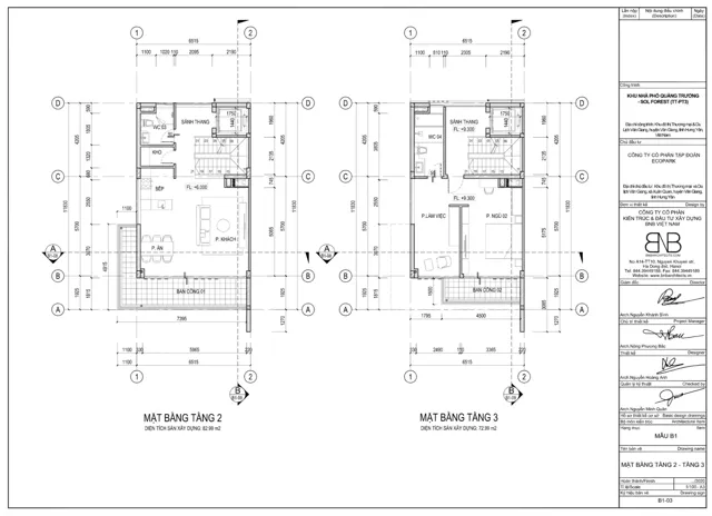 Mặt bằng Rừng Thông: Mẫu B1 · tầng 2 và 3