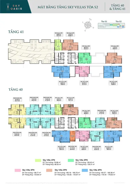 Mặt bằng Sky Oasis: Tầng Penthouse · S2