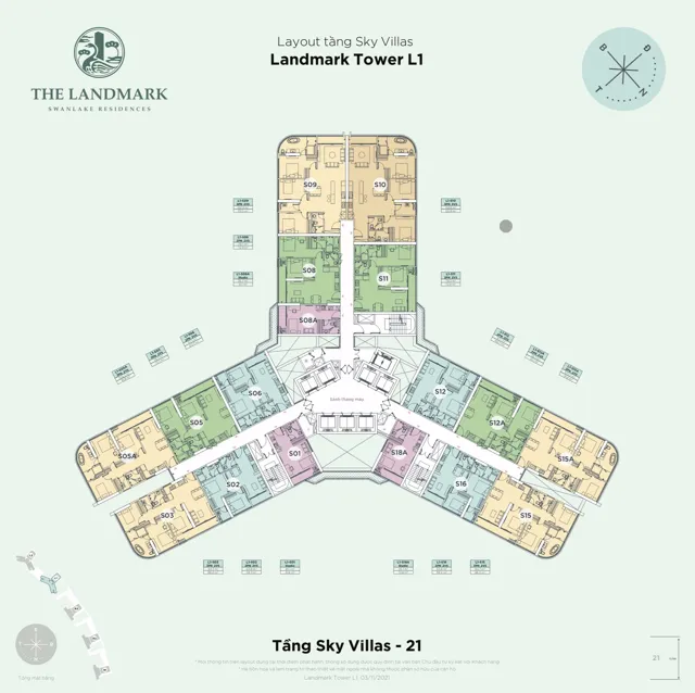 Mặt bằng The Landmark (tháp L1): Tầng 21 · Sky Villas