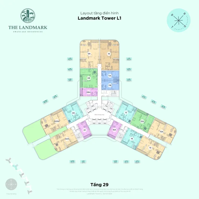 Mặt bằng The Landmark (tháp L1): Tầng 29