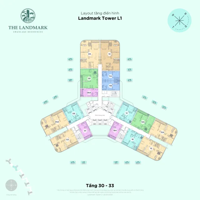 Mặt bằng The Landmark (tháp L1): Tầng 30–33