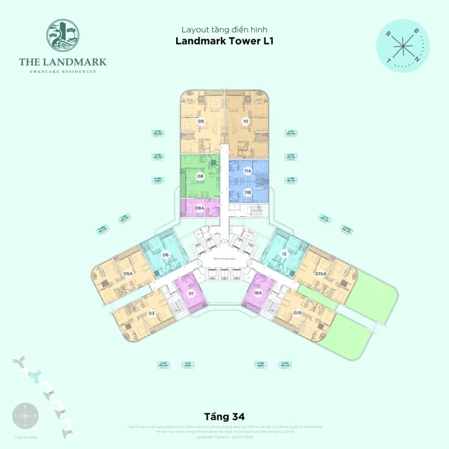 Mặt bằng The Landmark (tháp L1): Tầng 34