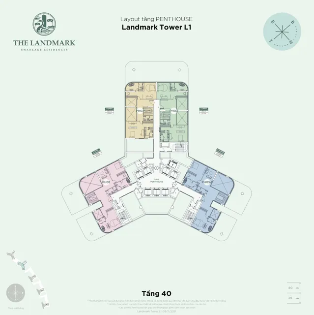 Mặt bằng The Landmark (tháp L1): Tầng 40 · Penthouse