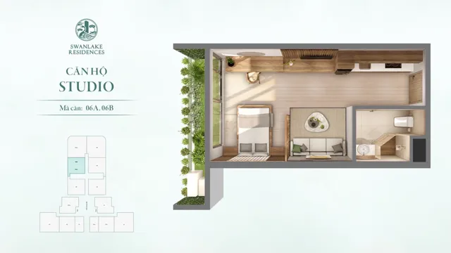 Mặt bằng The Onsen (Swanlake): Căn Studio