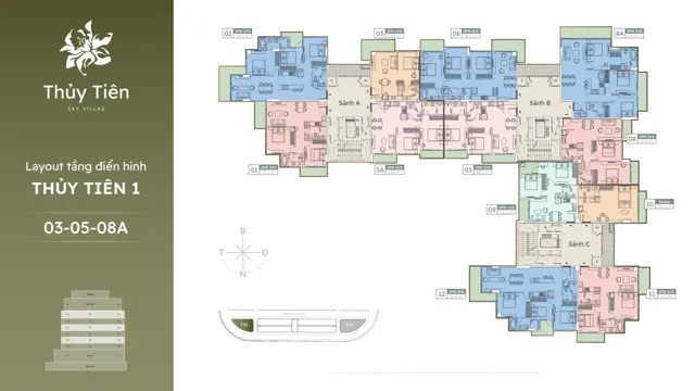 Mặt bằng Thủy Tiên Sky Villas (trung tầng): Thủy Tiên 1 · tầng 3, 05, 08A