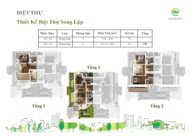 Mặt bằng Vườn Tùng: Biệt thự song lập