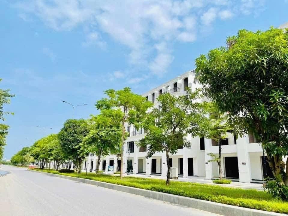 Dãy shophouse Hinode Royal Park đã hoàn thiện, cây xanh hai bên đường